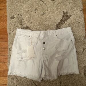 White Distressed Women's Shorts